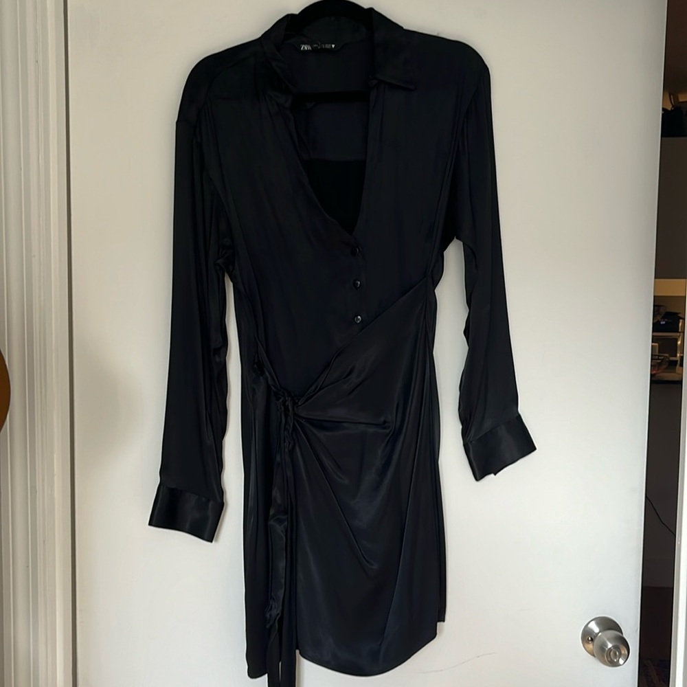 ZARA SILK LONG SLEEVE DRESS